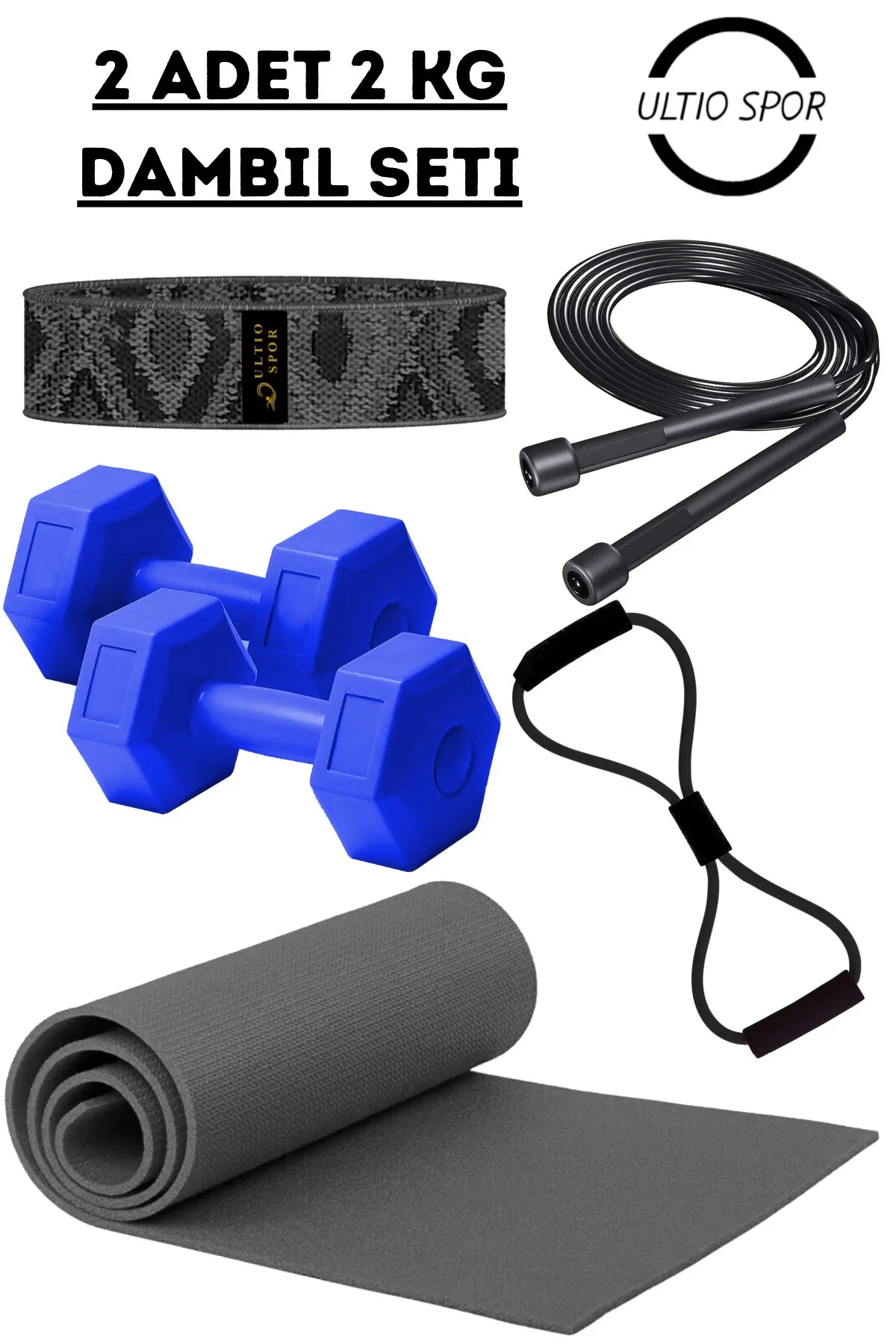 2 KG'lık Pilates Seti 2 Adet 2 Kg Dambıl ve Pilates Ekipmanları