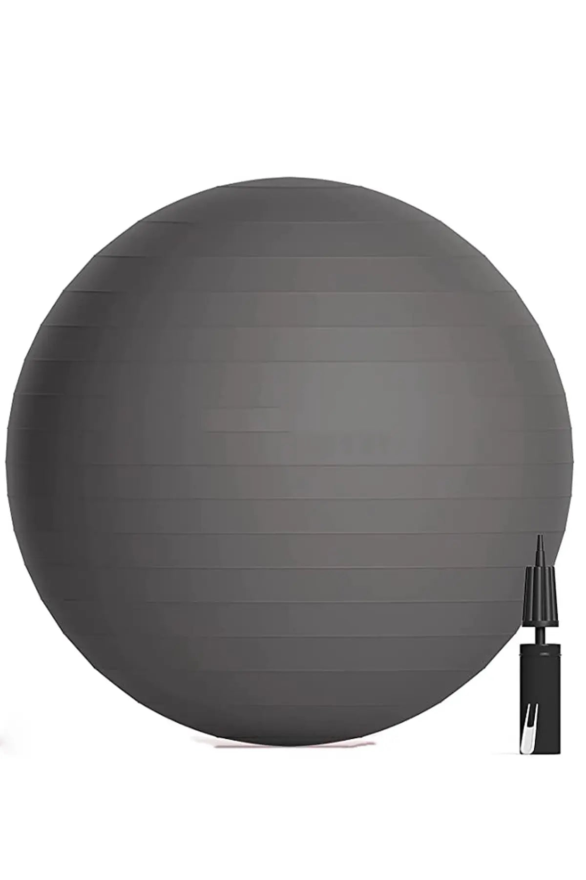 65 cm  Pilates Topu ve Çift Yönlü Pompa Seti Kaliteli Malzeme Yoga Egzersiz Topu (Gri)