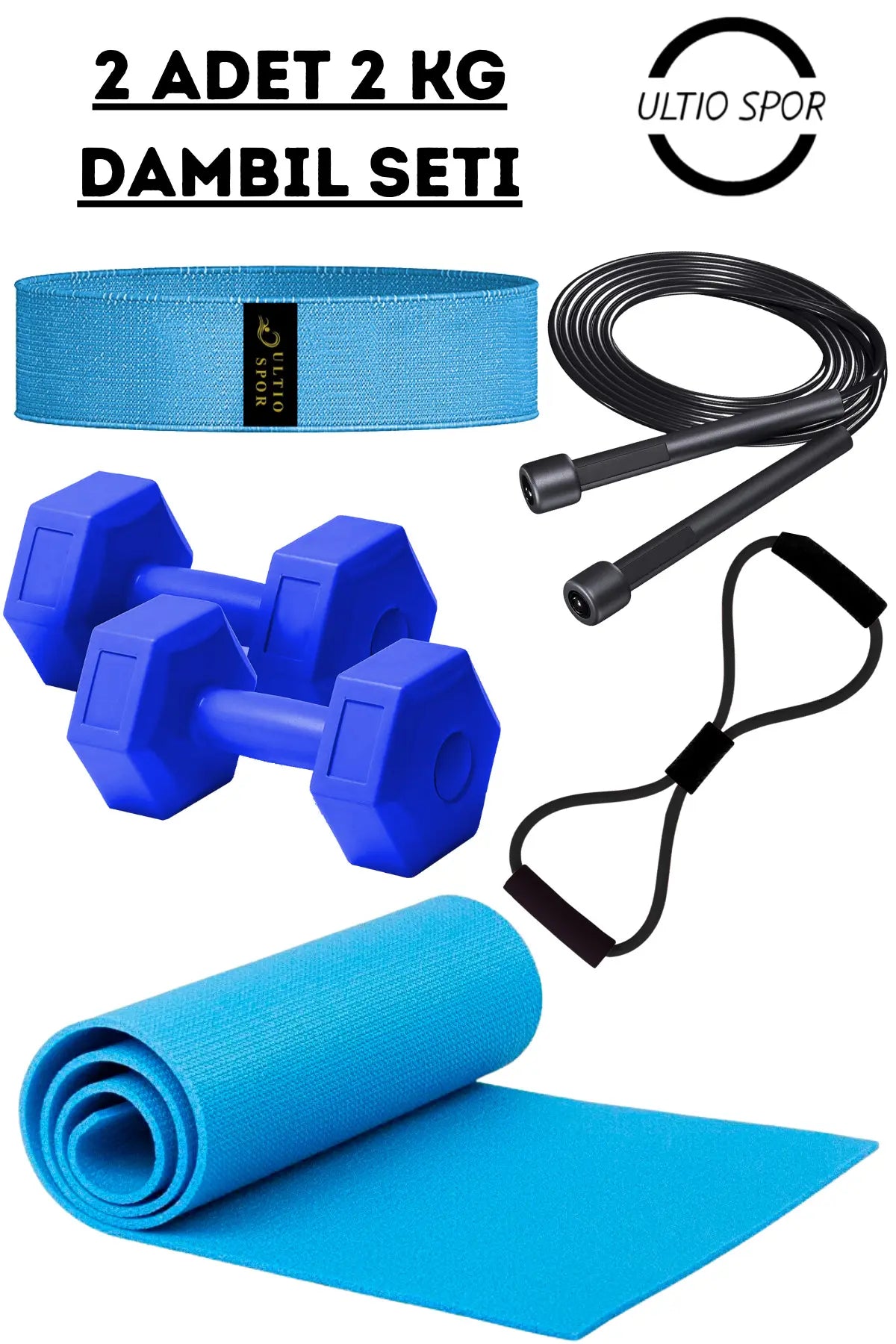 2 KG'lık Pilates Seti 2 Adet 2 Kg Dambıl ve Pilates Ekipmanları