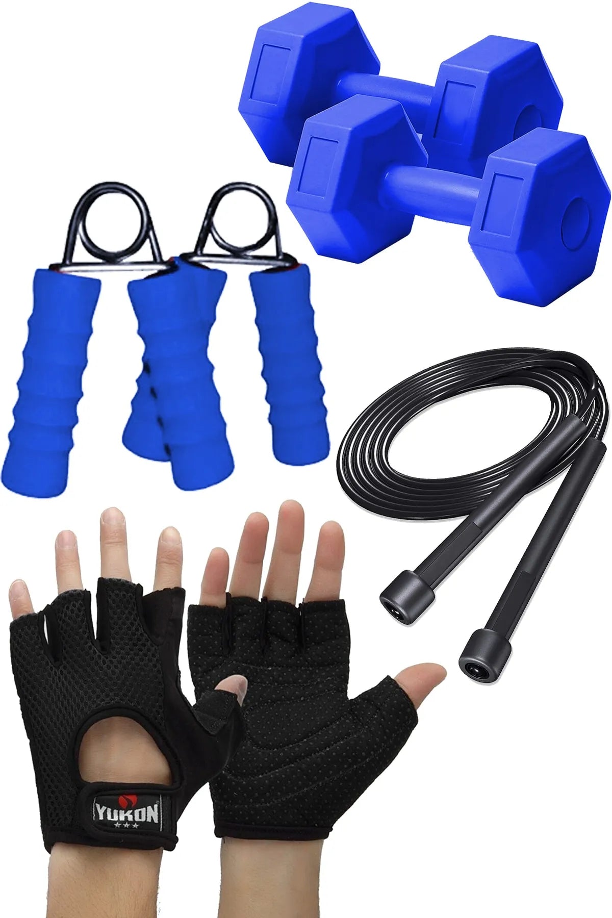Fitness Seti – Eldiven, Dambıl, El Yayı ve Atlama İpi