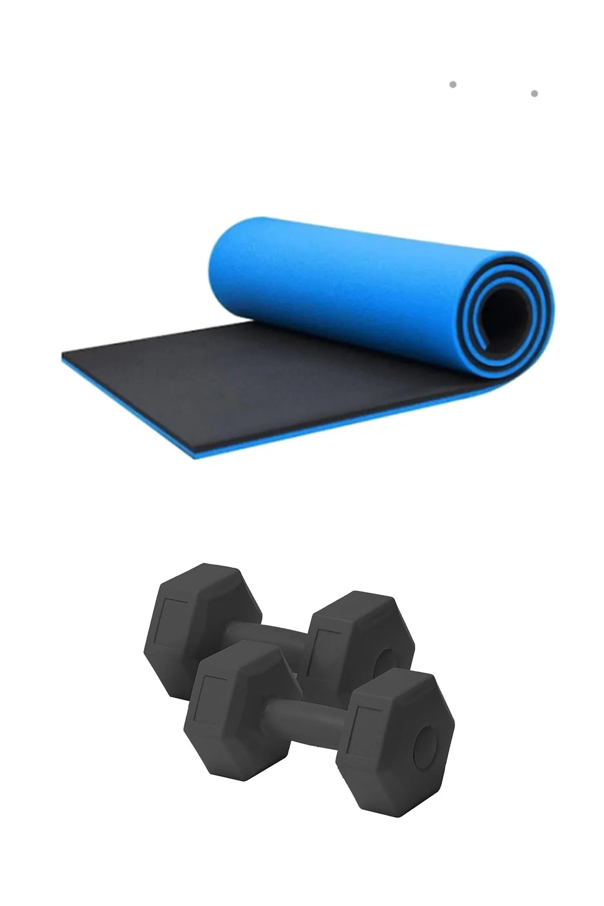 8 mm Pilates Minderi ve 2x2 Kg Dambıl Seti (Mavi)