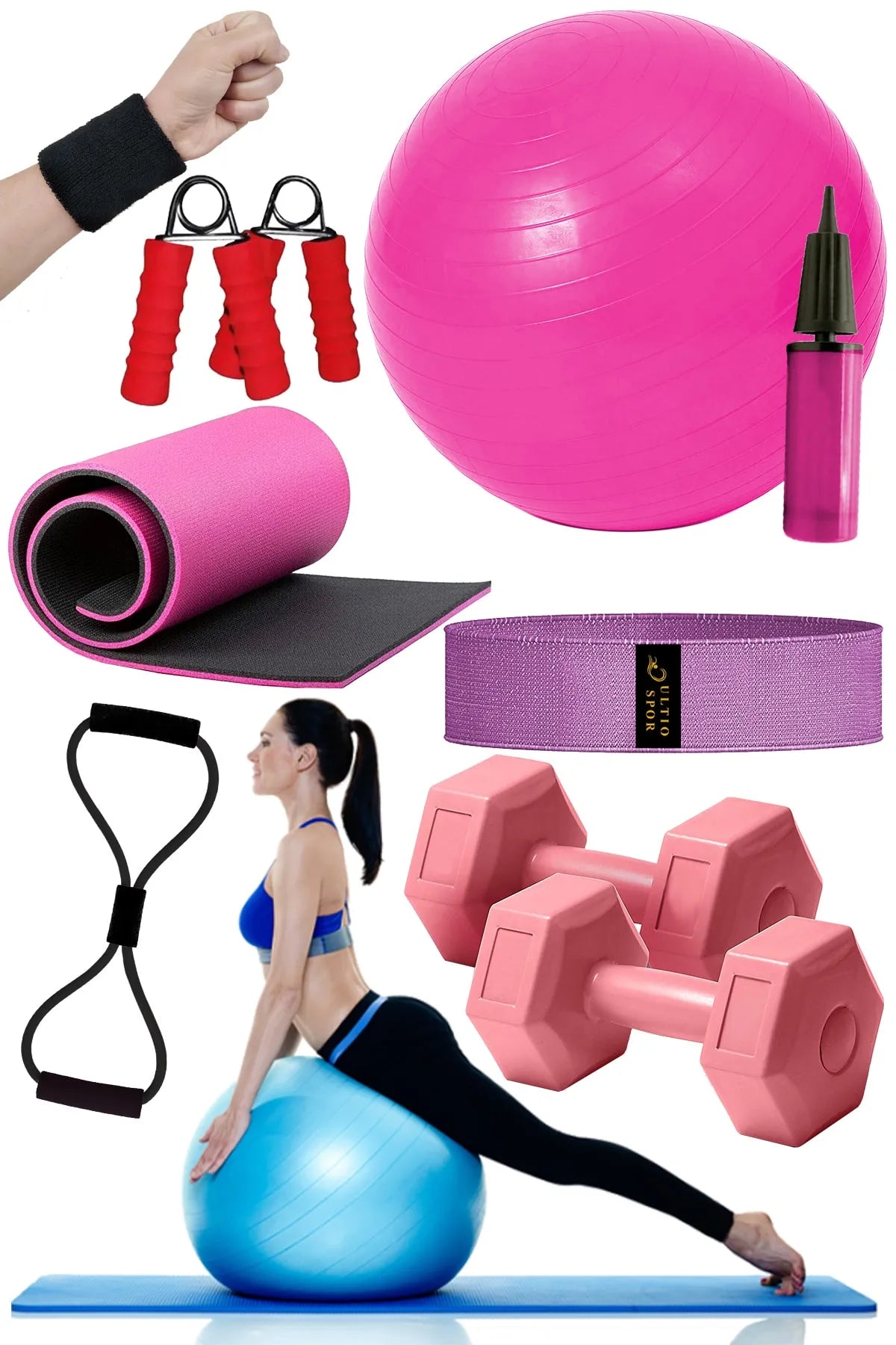 8 Parça Pilates ve Yoga Seti – Tam Ekipman, Ekonomik Set