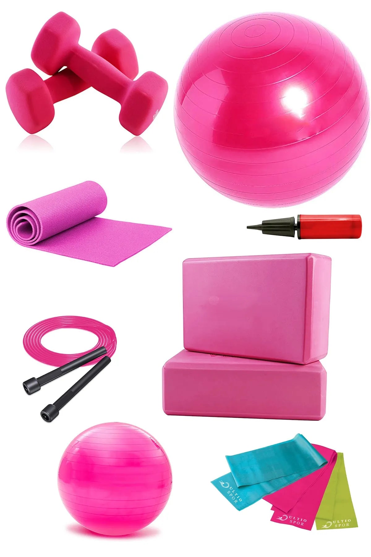 6 Parça Pilates Seti – Ekonomik Set (Pembe)